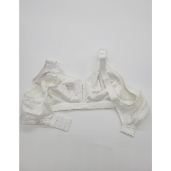 Bali Double Support White Floral Jacquard Adjustable Straps Wire Free Bra SZ 36B - Picture 5 of 8